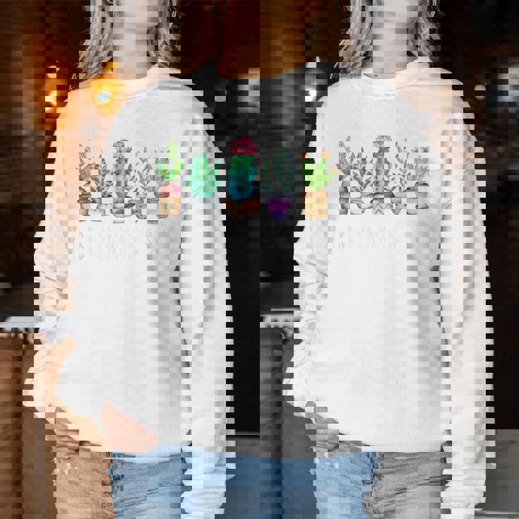 I Be Plantin'hit サボテン 多肉植物 面白い植物 ガーデン レディーススウェットシャツ 面白い贈り物