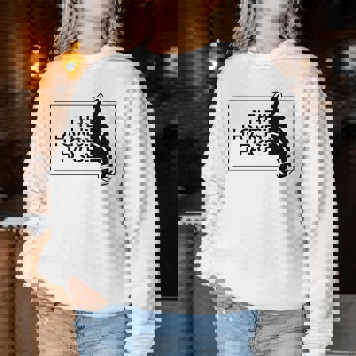 【バックプリント・背中側】ザ・ホース・フェイス The Horse Face 午年 馬 2026 パロディ 長袖tシャツ レディーススウェットシャツ 面白い贈り物