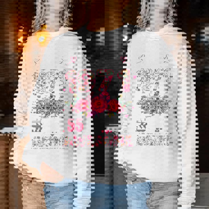 オンバック 55歳 1971年4月 花柄 55歳の誕生日 レディーススウェットシャツ 面白い贈り物