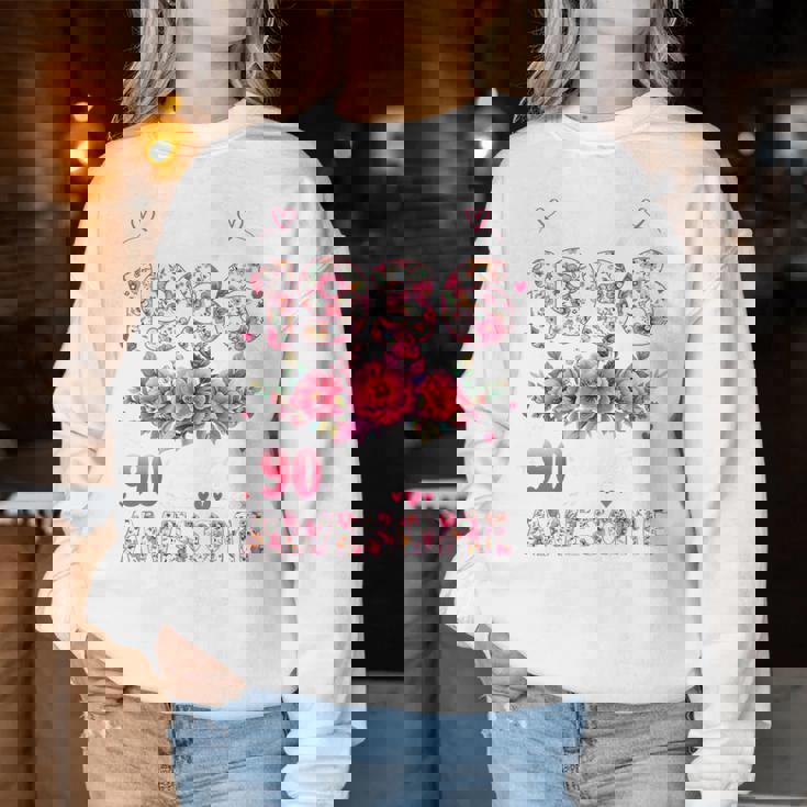 オンバック 90歳 1936年3月 花柄 90歳の誕生日 レディーススウェットシャツ 面白い贈り物