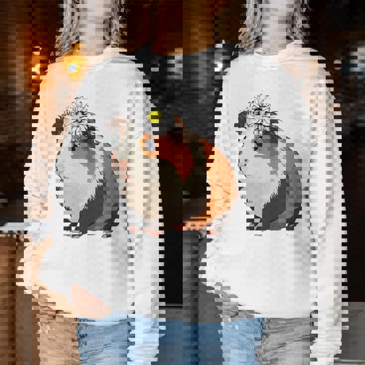 モルモットの花、モルモットの花 レディーススウェットシャツ 面白い贈り物