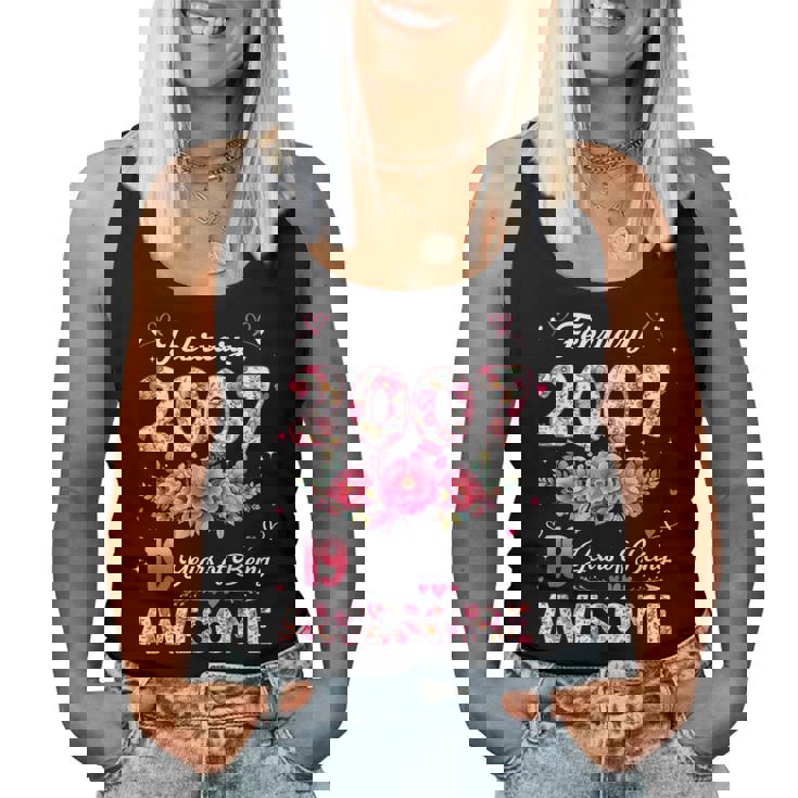 19歳 2007年2月 花柄 19歳 誕生日 男性 女性 レディースタンクトップ