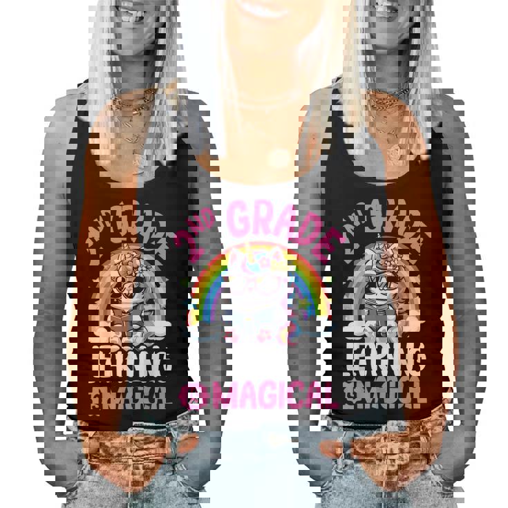 2Nd Grade Unicorn Cat Magical Caticorn Back Tochool レディースタンクトップ