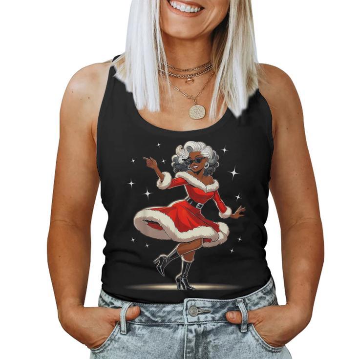 African Santa Wife Dancing African American Christmas Women Tank Top