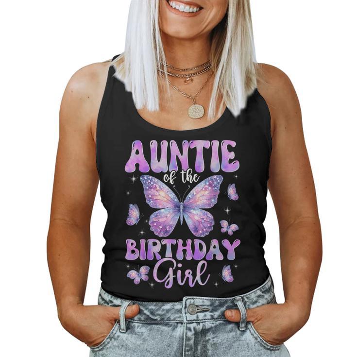 Auntie Of The Birthday Girl Butterfly Family Matching Women Tank Top
