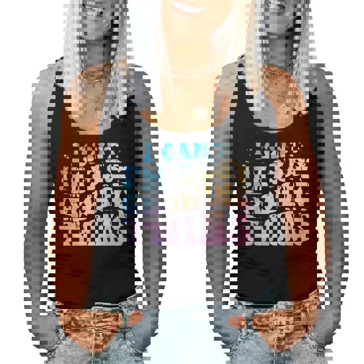 I Can't I'm Busy Growing Twins Twin Expecting Mom Pregnancy Women Tank Top