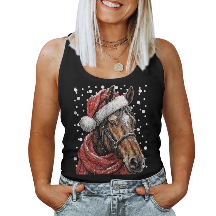 Cheval Enneigé Avec Bonnet De Père Noël D'hiver Débardeur pour femme