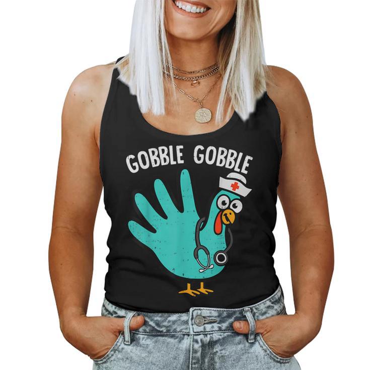 Cute Turkey Glove Nurse Thanksgiving Scrub Top Rn Icu Er Women Tank Top