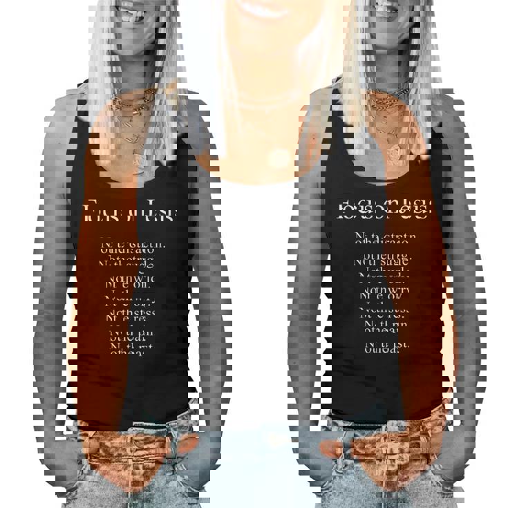 Focus On Jesus – Christian Faith Inspirational Reminder レディースタンクトップ