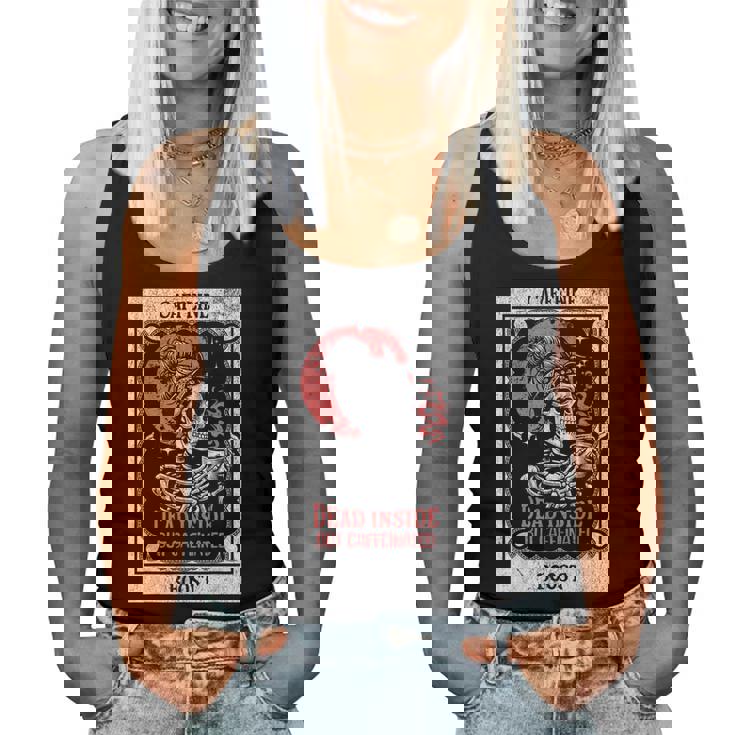 Tarot Card Mom Dead Inside But Caffeinated Skeleton Women Tank Top