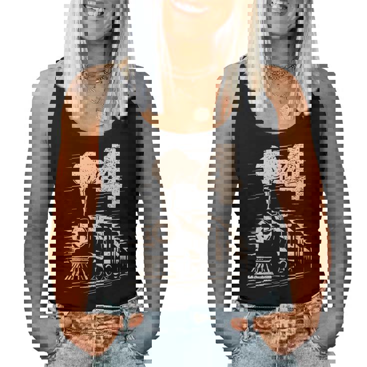 Vintage 4Th Train Birthday Boy Girl 4 Year Old Women Tank Top Vintage 4Th Train Birthday Boy Girl 4 Year Old Women Tank Top