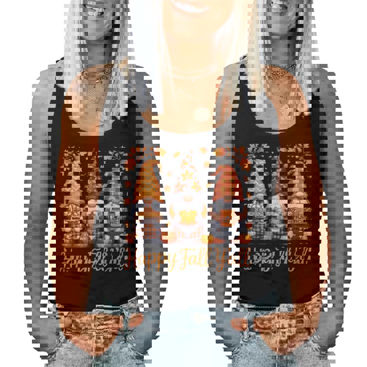 Happy Fall Y'all Gnome Autumn Thanksgiving Women Tank Top