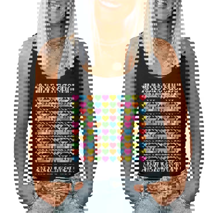 Heart Love 100 Days Ofchool Teacher Boy Girl レディースタンクトップ