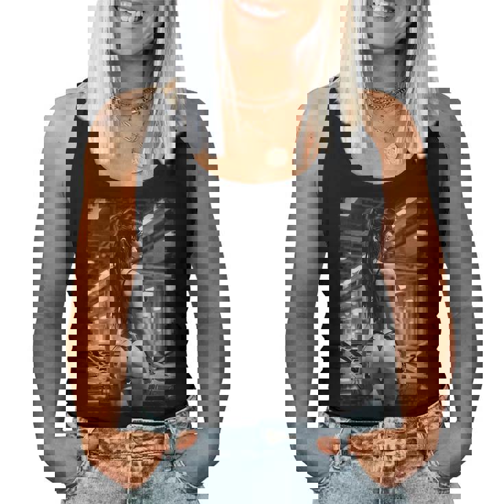 Hot Girl On 男性用 セクシー ブーティー ガール カーショー 1 Bw レディースタンクトップ