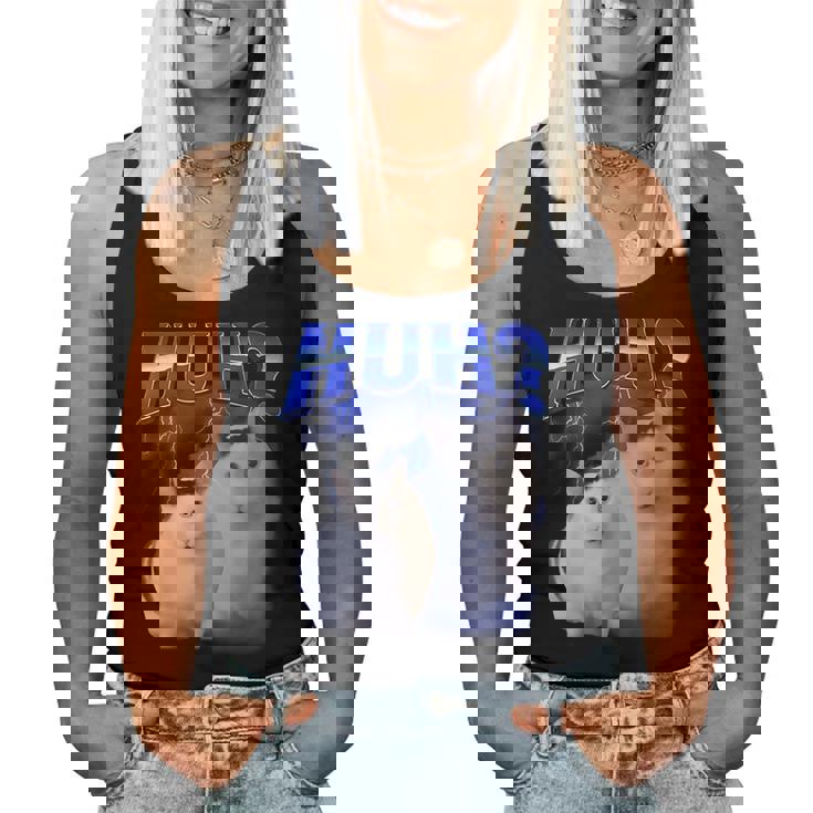 Huh ファニーダンクキャットミーム 女性&男性向け ヒンジなし グーフィーキャット レディースタンクトップ