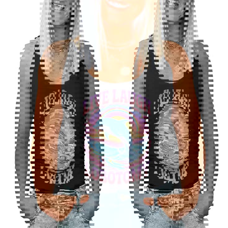 Live Laugh Lobotomy Dolphin Groovy レディースタンクトップ