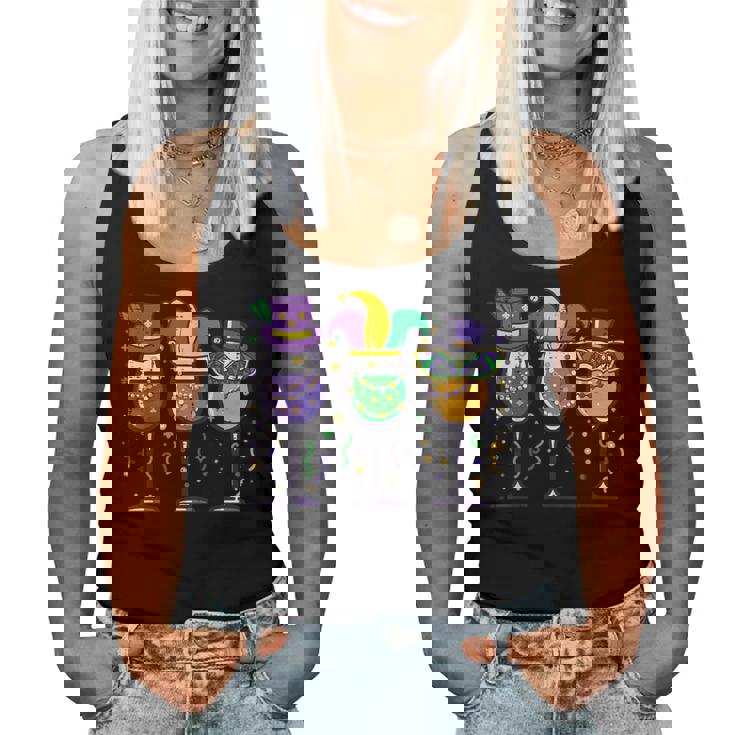 Mardi Gras Glass Fat Tuesday Carnival Party Mom Women Women Tank Top