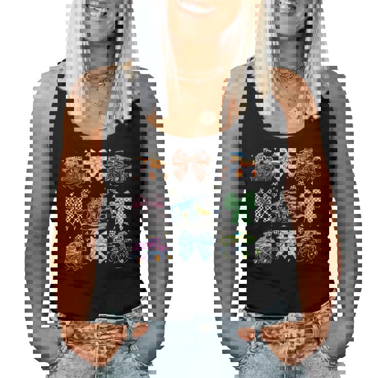 Monster Truck 4 Wheeler Offroad Girl Coquette Bow Pink Mom Women Tank Top