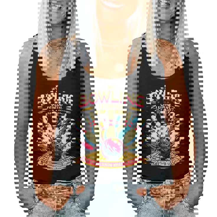 My Bowling Technique Isecret 面白いボウラーボウリング レディースタンクトップ