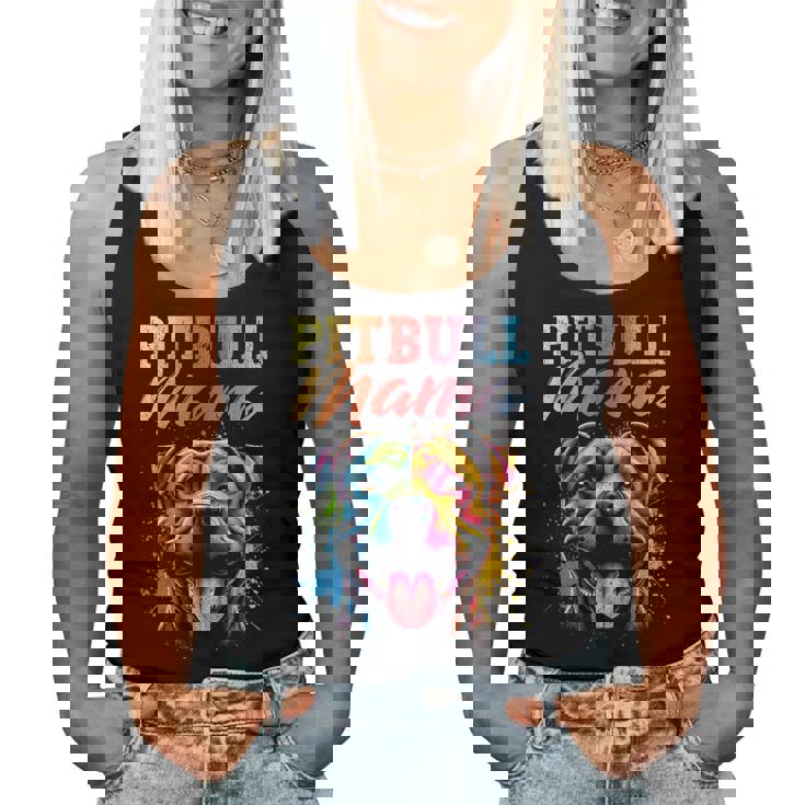 Pitbull Mama Colorful Pittie Mom Dog Lover Mother's Day Women Tank Top