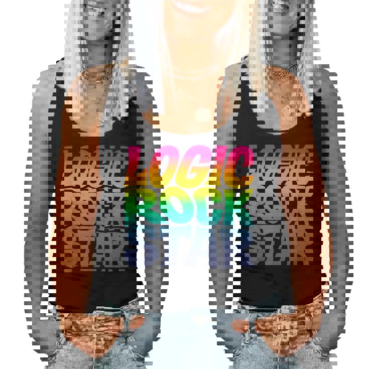 Rainbow Gradient Typography レディースタンクトップ