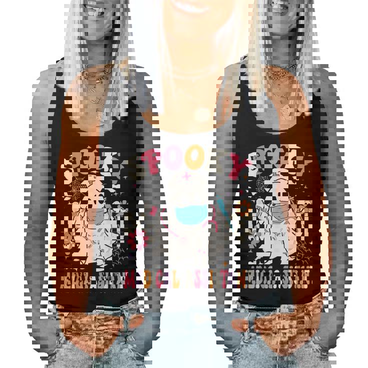 Spooky Medical Assistant Halloween Groovy Med Assistant Women Tank Top