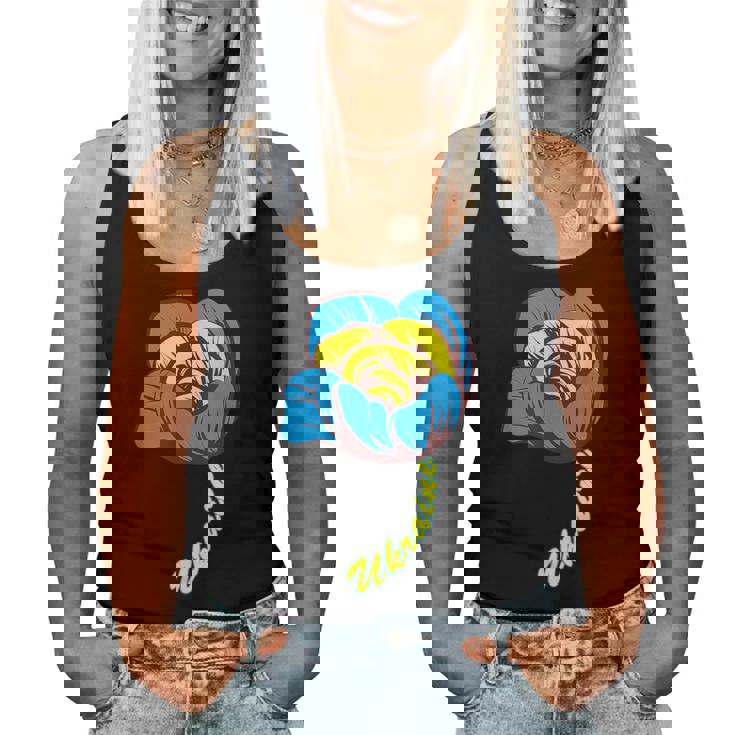 ウクライナ バラの花 旗 フリー ウクライナ応援 ウクライナ レディースタンクトップ