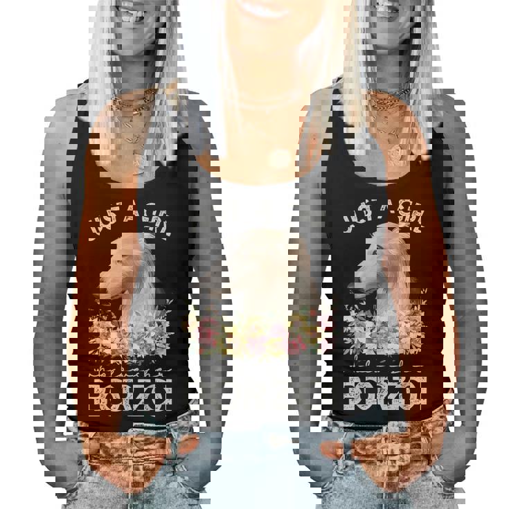 ボルゾイシャツ犬ギフト彼女を愛する女の子だけボルゾイ レディースタンクトップ