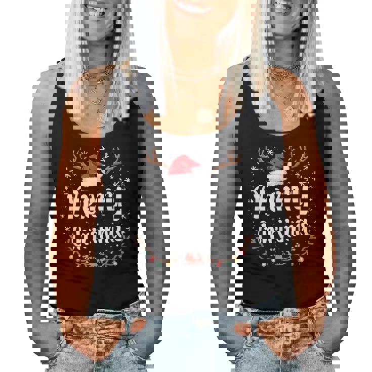 メリークリスマスライト サンタハット クリスマス ファミリー 男性 女性 キッズ レディースタンクトップ