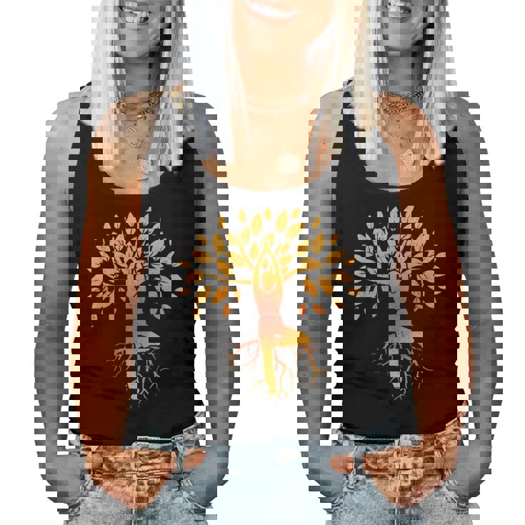 ヨガツリー 女性 男性 瞑想 レディースタンクトップ