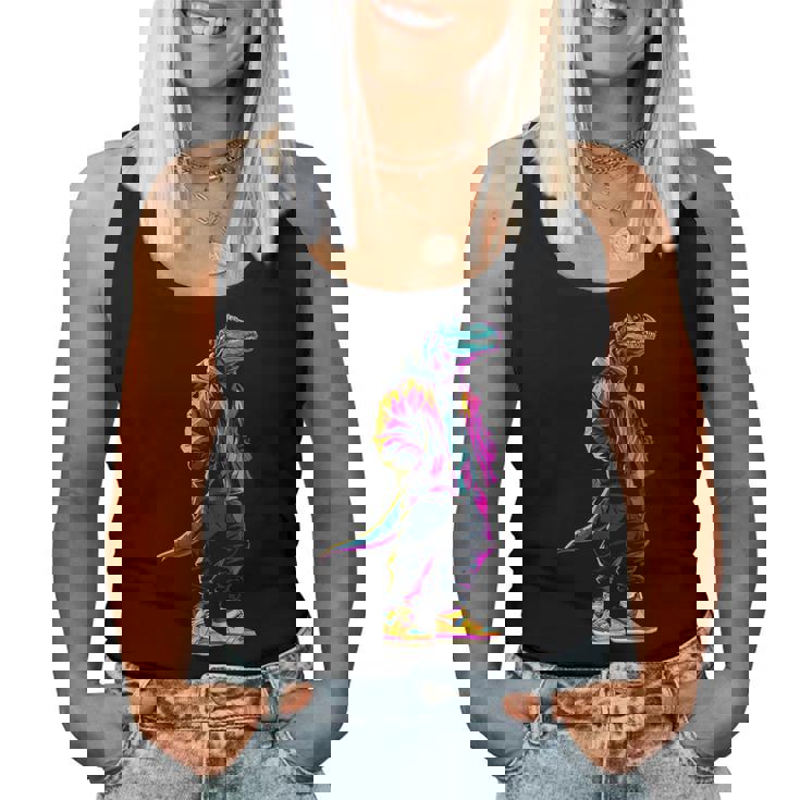 恐竜 漫画 かわいい かわいい かっこいい モチーフ 男性 女性 T-Rex レディースタンクトップ