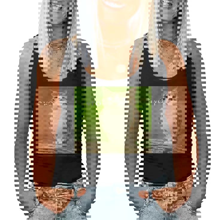 猫 フクロウ 面白い 呪われた Hello Bro Brainrot Meowl Hiro Meme レディースタンクトップ