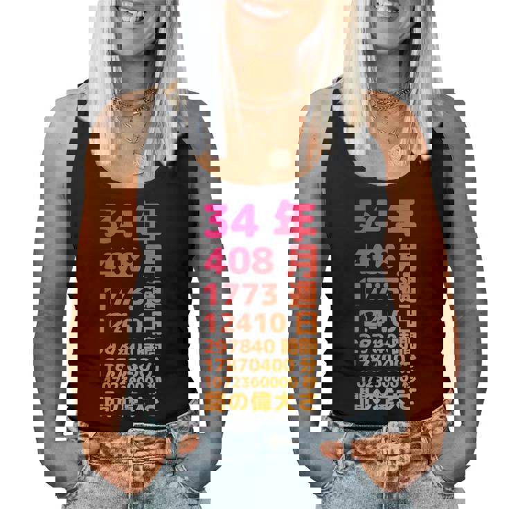 面白い34歳の誕生日の古いメーター 面白い34歳のギフト 女性 男性 面白い電卓 34歳の誕生日のギフト レディースタンクトップ