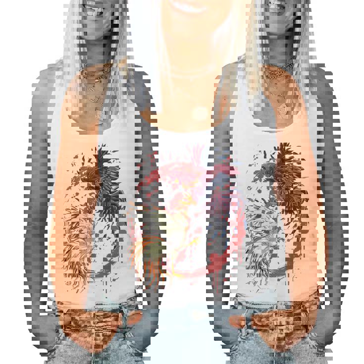 Rooster Cock Fight Chicken ノベルティ ファーマーズギフト レディースタンクトップ