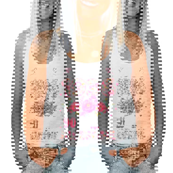 オンバック 90歳 1936年3月 花柄 90歳の誕生日 レディースタンクトップ