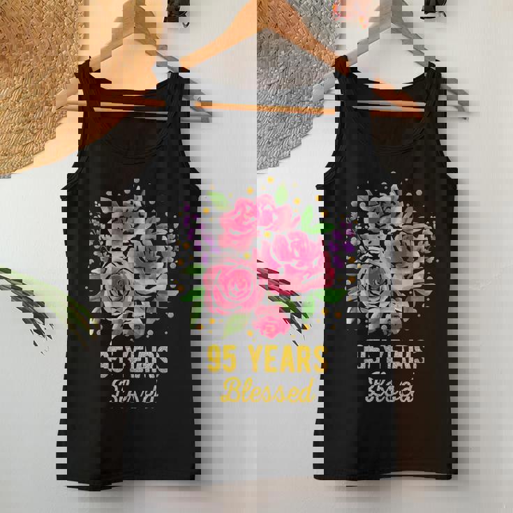 95歳 祝福されたかわいいバラの花 95歳 95歳の誕生日 レディースタンクトップ 面白い贈り物