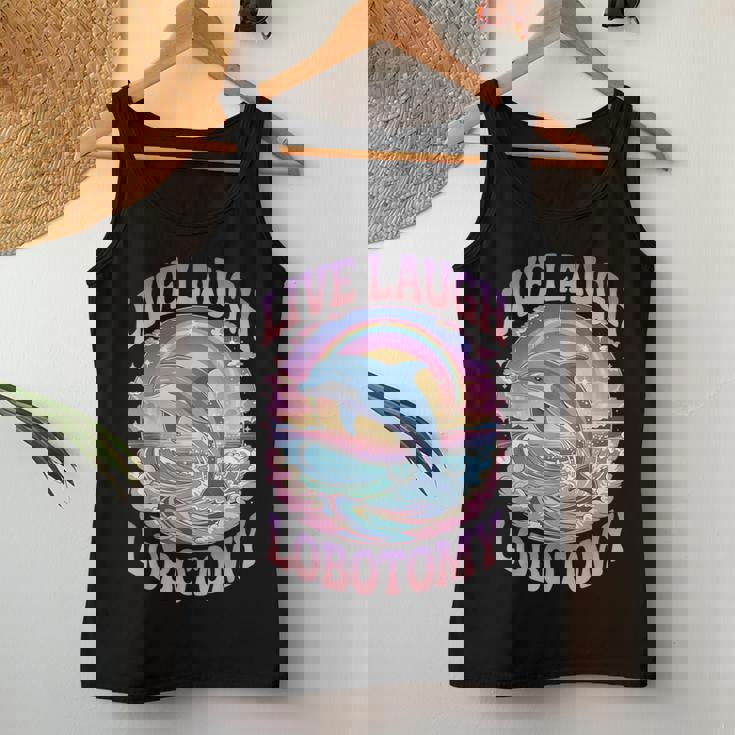 Live Laugh Lobotomy Dolphin Groovy レディースタンクトップ 面白い贈り物