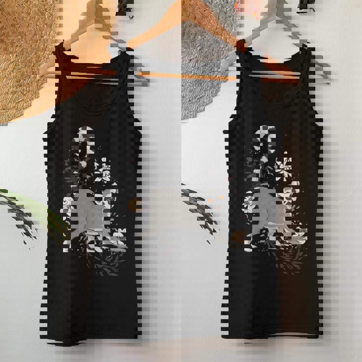 かわいい花 面白い動物キツネザル レディースタンクトップ 面白い贈り物