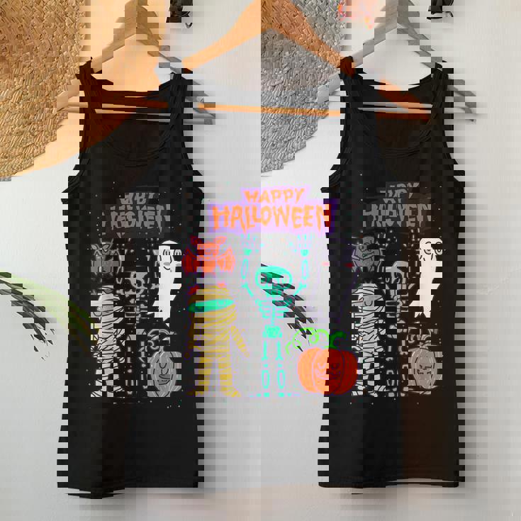 ハッピーハロウィン骨格かぼちゃかわいいゴーストキッズ男の子女の子 レディースタンクトップ 面白い贈り物