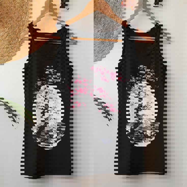 桜と月と富士山のtシャツ 春 花見 和柄 和風 和 メンズ レディース キッズ 水墨画 ギフト 服 サクラ レディースタンクトップ 面白い贈り物