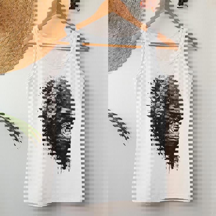 Gorilla Flowers モンキーアニマルプリントアート ゴリラ レディースタンクトップ 面白い贈り物