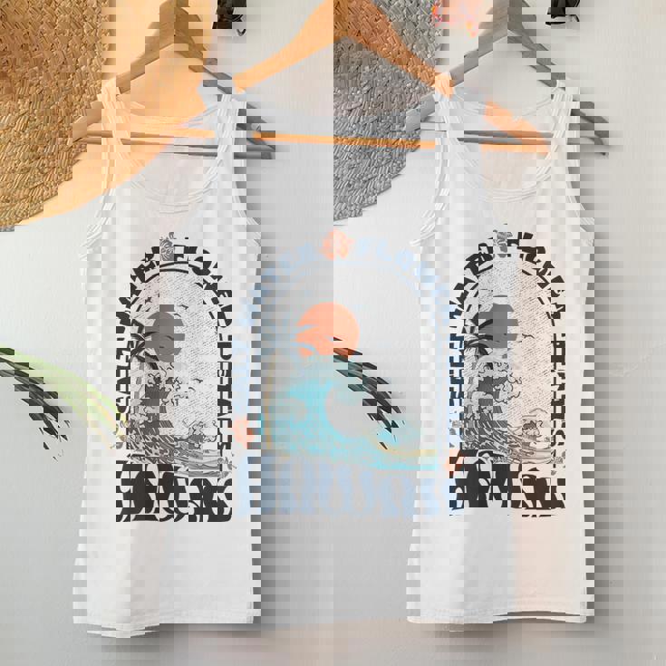 ソルトウォーターフラワー 花びら ハワイ 夏のビーチ愛好家 バック レディースタンクトップ 面白い贈り物