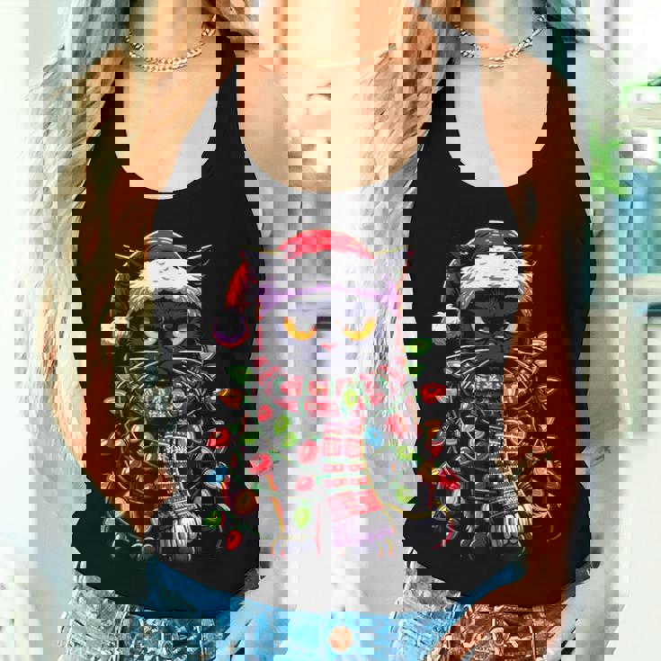 Brontolo Gatto Neroestito Natale Gatto Papà Mamma Natale Canotta da donna Regalos para ella