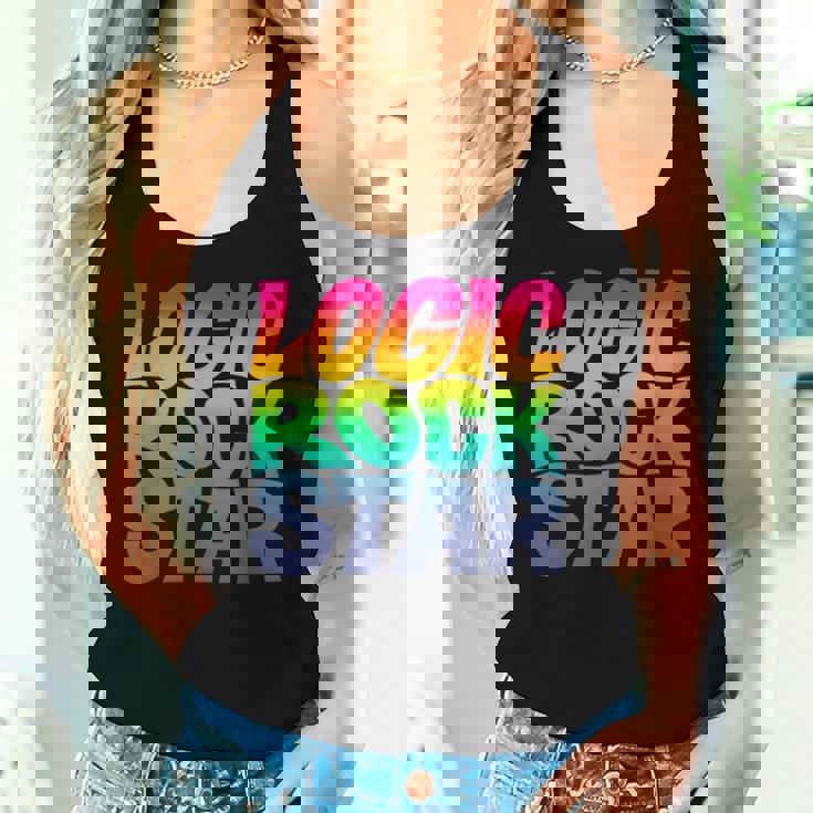 Rainbow Gradient Typography レディースタンクトップ 彼女への贈り物