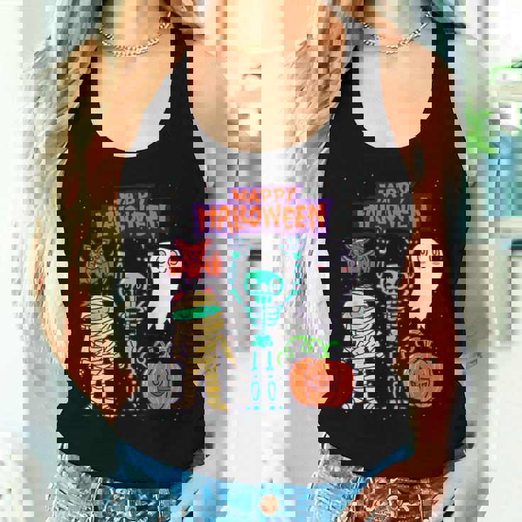 ハッピーハロウィン骨格かぼちゃかわいいゴーストキッズ男の子女の子 レディースタンクトップ 彼女への贈り物