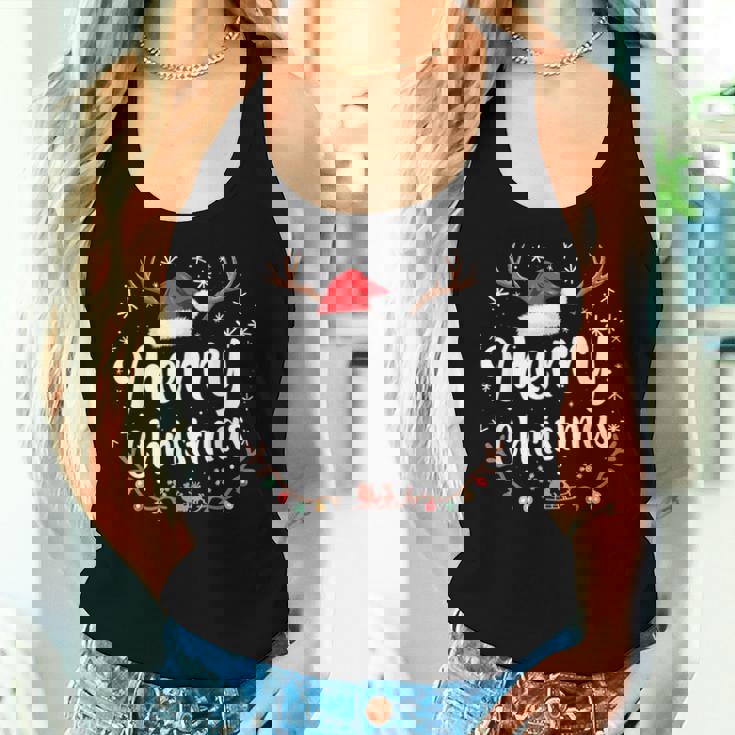 メリークリスマスライト サンタハット クリスマス ファミリー 男性 女性 キッズ レディースタンクトップ 彼女への贈り物