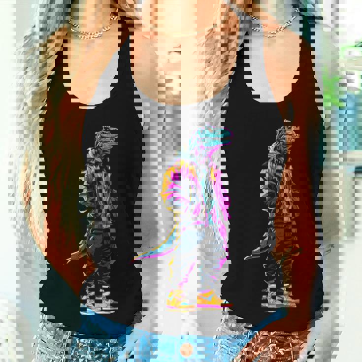 恐竜 漫画 かわいい かわいい かっこいい モチーフ 男性 女性 T-Rex レディースタンクトップ 彼女への贈り物