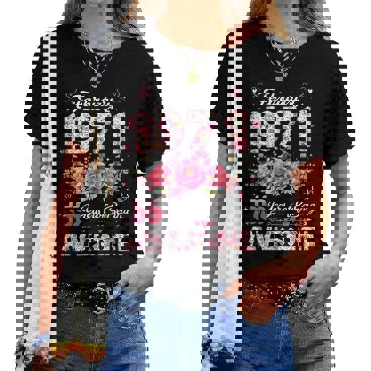 55歳 1971年2月 花柄 55歳 誕生日 男性 女性 レディースTシャツ