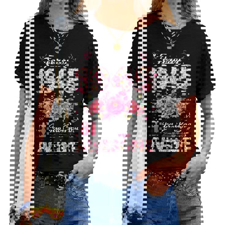 81歳 1945年2月 花柄 81歳 誕生日 男性 女性 長袖tシャツ レディースTシャツ