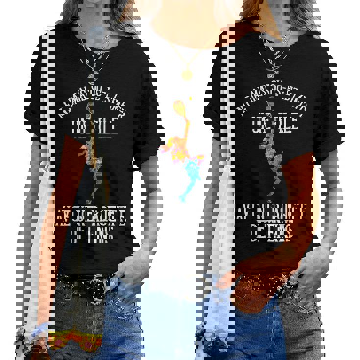 Drôle Fille Avec Une Raquette De Tennis Joueur De Tennis T-shirt femme